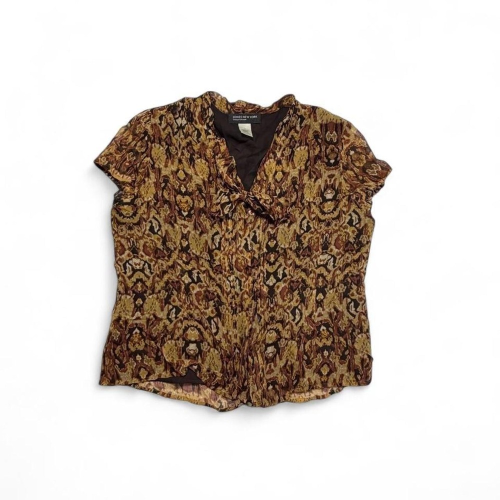 Vintage Y2K Coldwater Creek Whimsigoth Impressionist Floral Crinkle Blouse